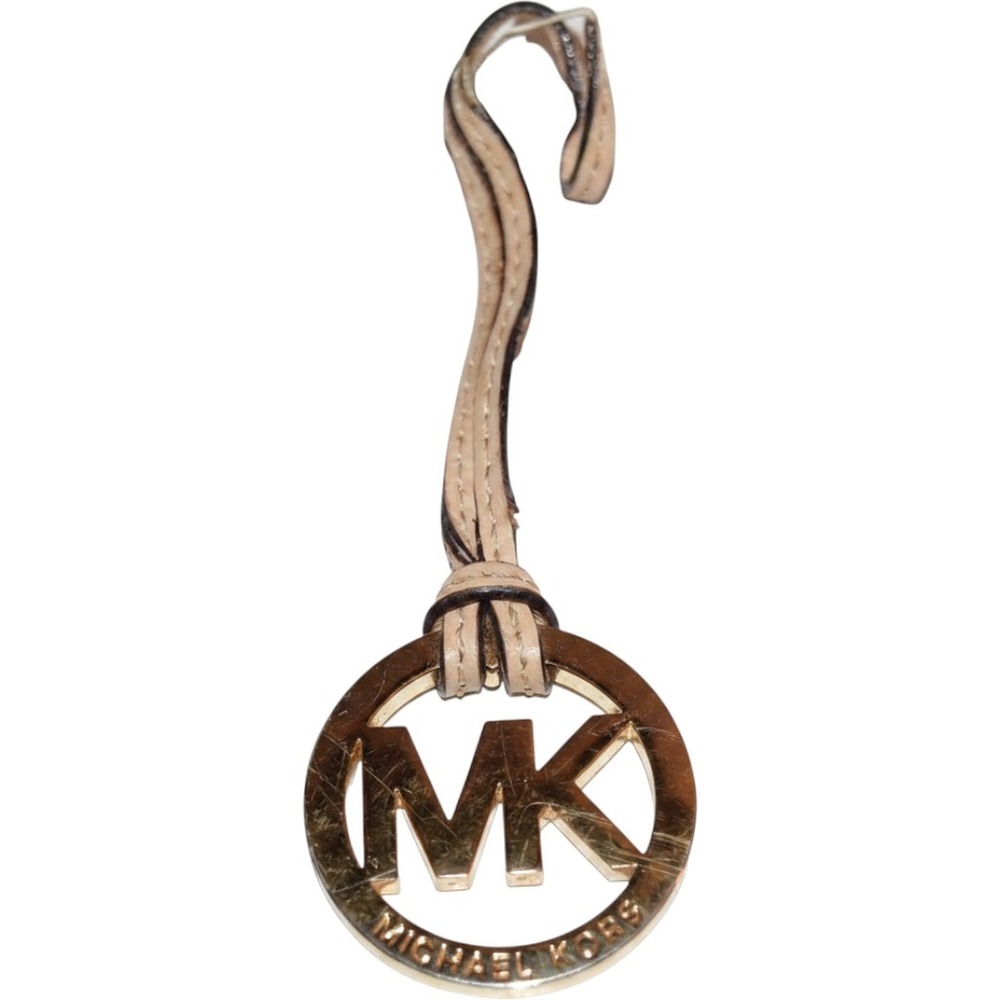 Michael Kors MK Logo Gold Charm Leather Handbag Large Fob Scratches‎